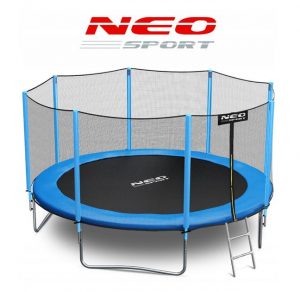 Батут із зовнішньою сіткою + драбина Neo-Sport 374 см