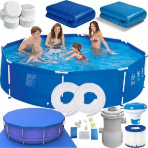 Великий Садовий Басейн для розваг та відпочинку Avenli з насосом на міцній рамі 300x76 см