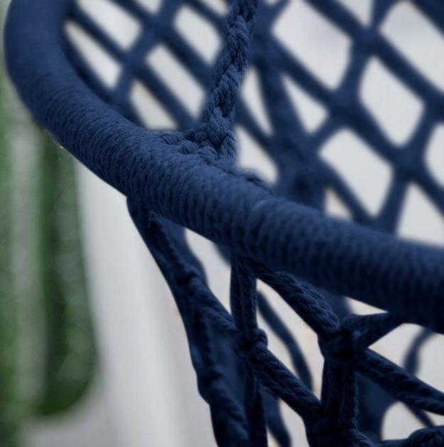 Підвісна Плетена Садова Гойдалка FUNFIT Синя — Стильний Відпочинок на Свіжому Повітрі - Зображення 6