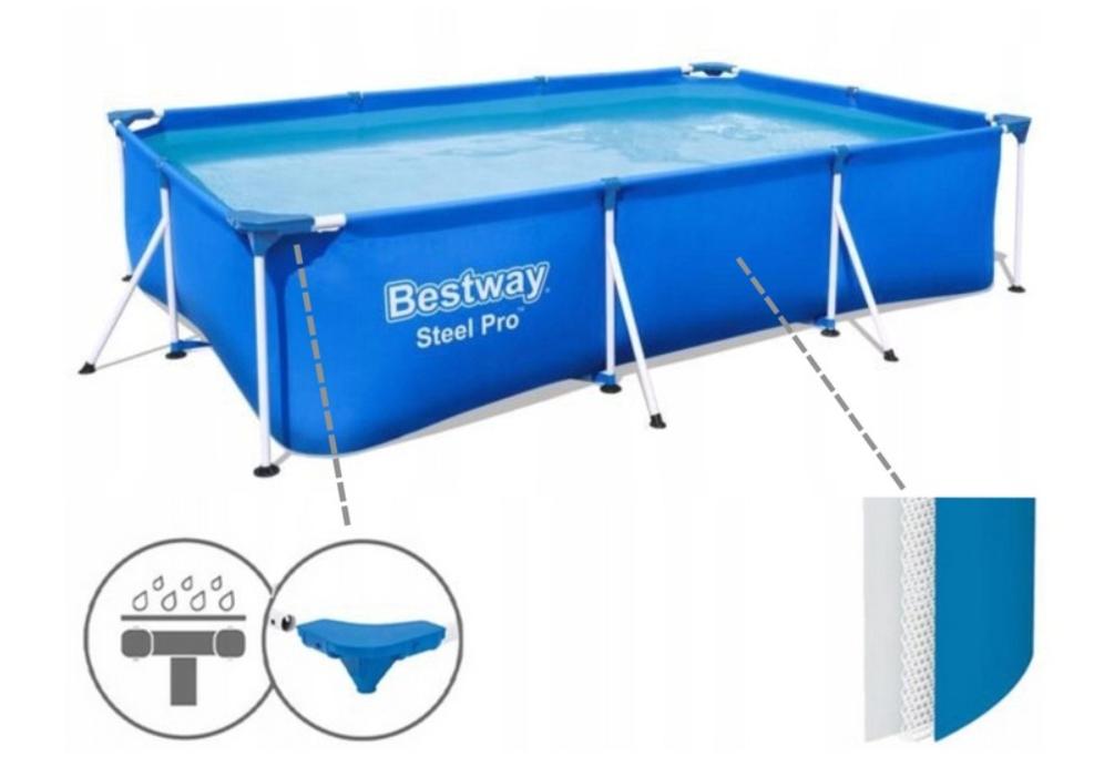 BESTWAY 300×201 см — Прямокутний Каркасний Басейн 19-в-1 для Повноцінного Родинного Відпочинку - Зображення 3