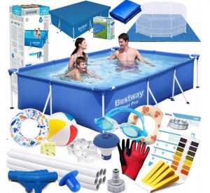 Каркасний прямокутний Басейн для всієї родини BESTWAY 300х201 см 19 в 1