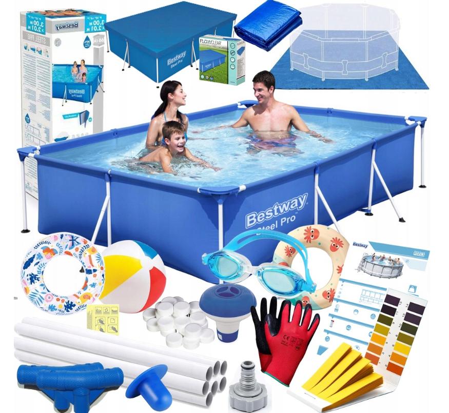 Каркасний прямокутний Басейн для всієї родини BESTWAY 300х201 см 19 в 1