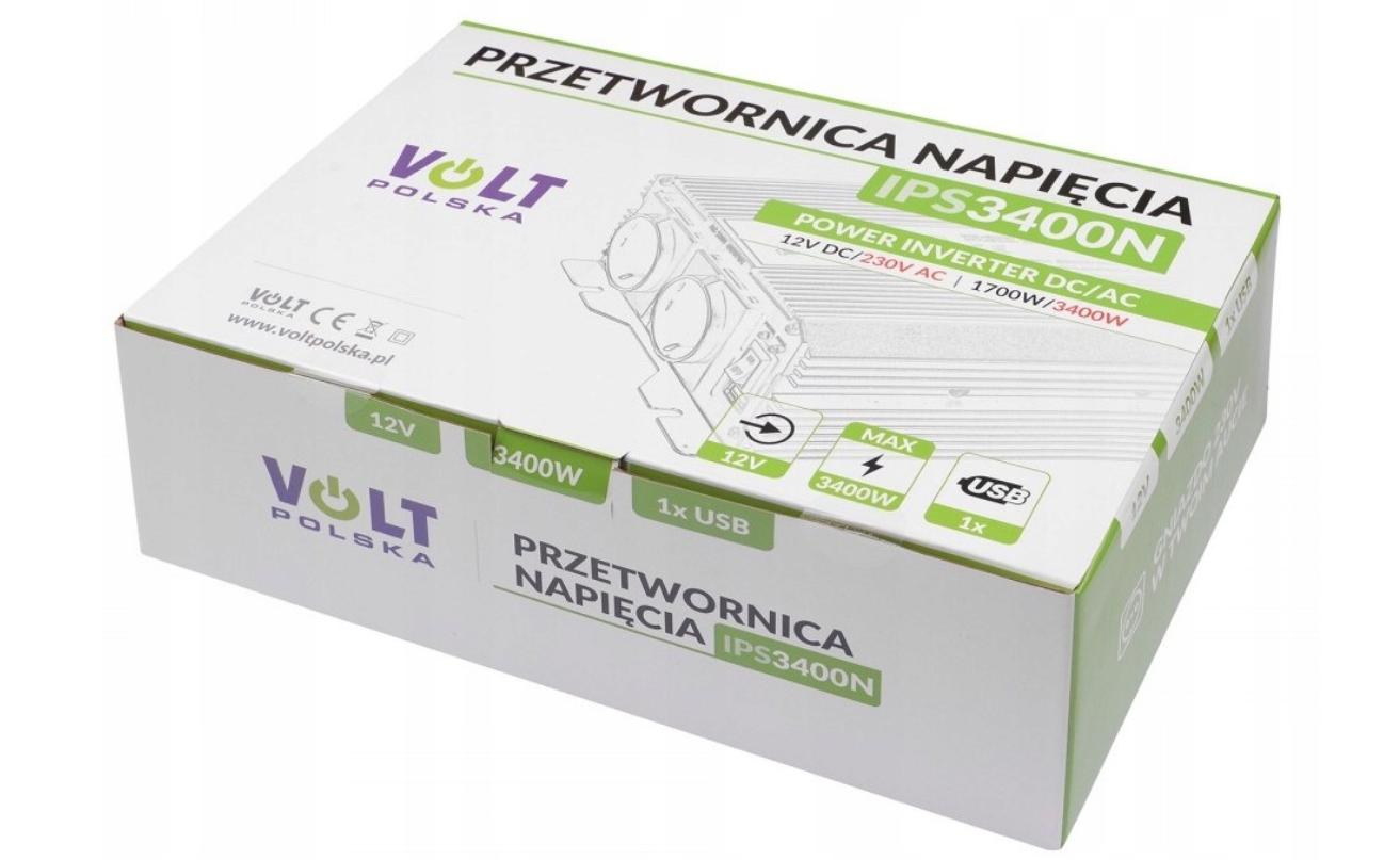 Перетворювач Volt Polska IPS-3400N 12V/230V 1700/3400W з USB — Потужний Інвертор для Побуту і Роботи - Зображення 6