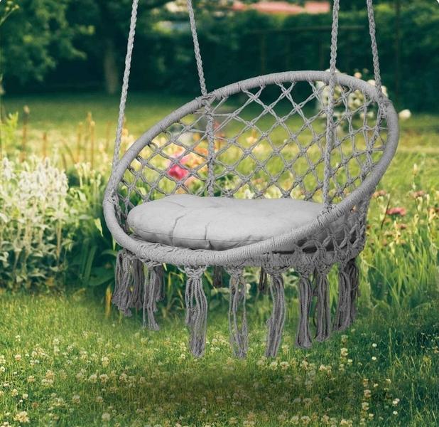Підвісна Гойдалка-Гамак з Подушкою Garden Grey — Затишний Відпочинок у Вашому Саду - Зображення 5