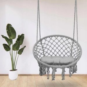 Підвісна Гойдалка-Гамак з Подушкою Garden Grey — Затишний Відпочинок у Вашому Саду