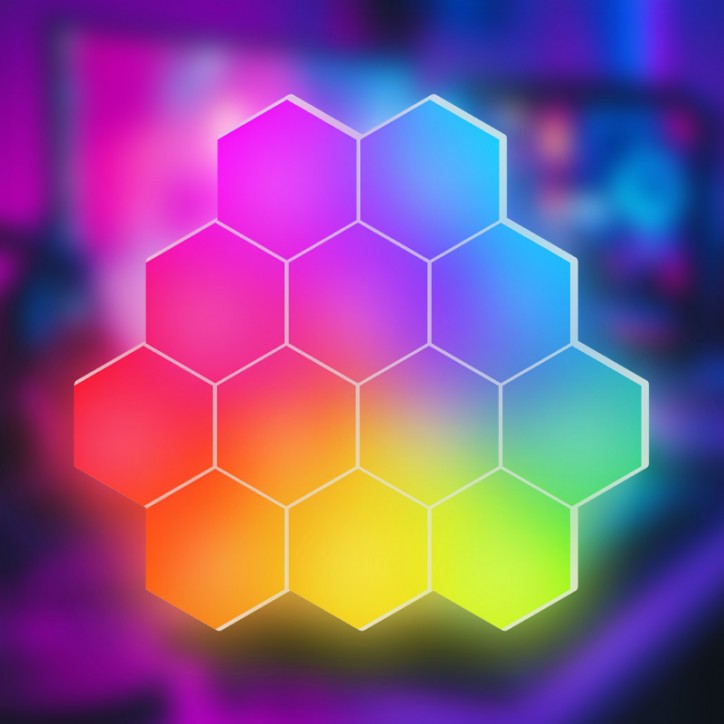 RGB Світильник Auto Gamma Hexagon з Пультом Багатоколірне LED Освітлення 12 шт - Зображення 2