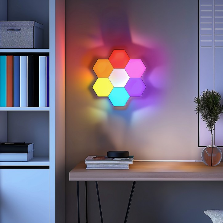 RGB Світильник Auto Gamma Hexagon з Пультом Багатоколірне LED Освітлення 12 шт - Зображення 7