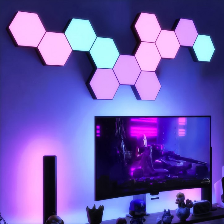 RGB Світильник Auto Gamma Hexagon з Пультом Багатоколірне LED Освітлення 12 шт - Зображення 8