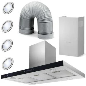 Кухонна Витяжка Berdsen BE-90E Inox 90 см з Нержавіючої Сталі та LED-Підсвіткою