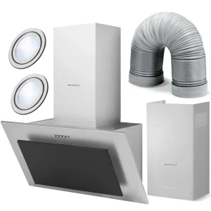 Витяжка Камінна Кухонна Berdsen BT-209 INOX + Чорний 60 см з Комбінованим Корпусом та Двошаровим Фільтром