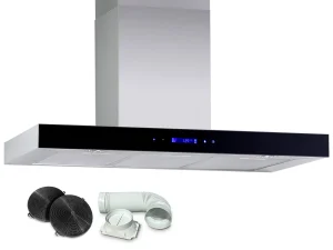 Камінна Кухонна Витяжка Berdsen BN-KE3 INOX + Скло з LED-Підсвіткою та Трирежимним Очищенням