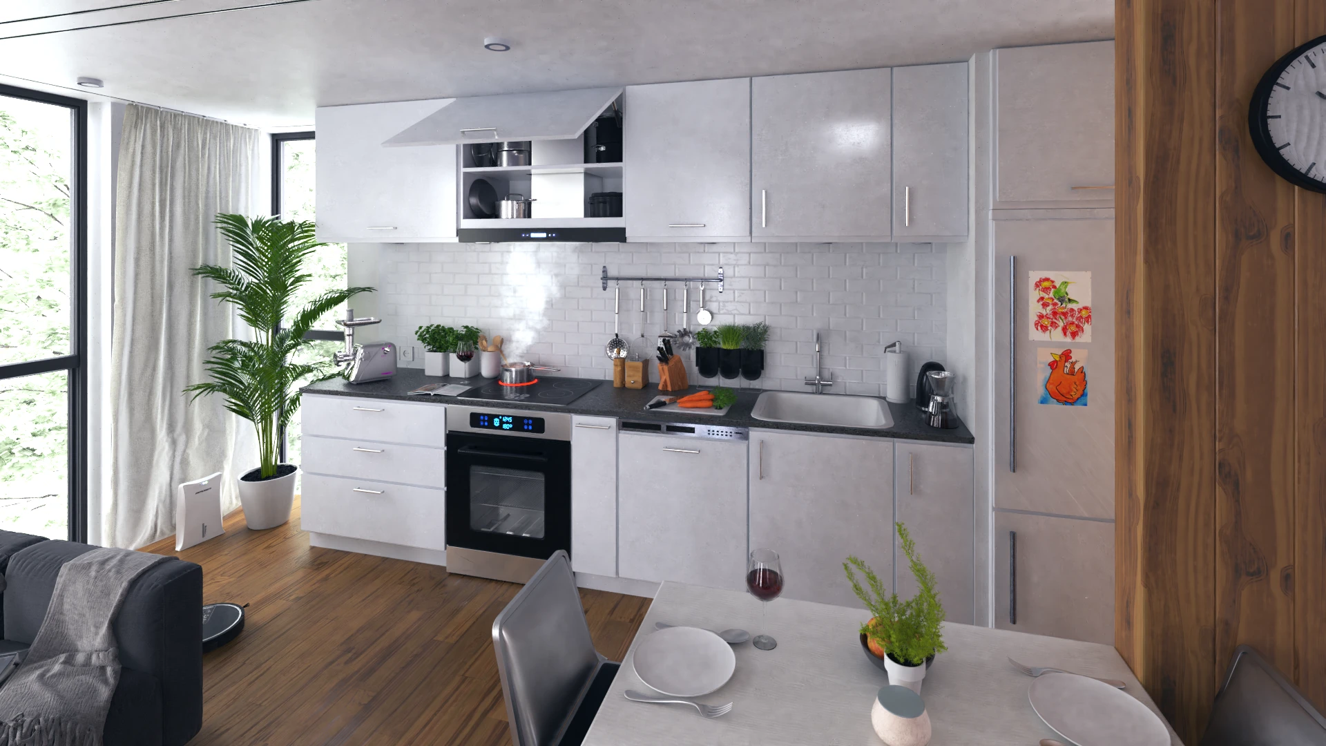 Камінна Кухонна Витяжка Berdsen BN-KE3 INOX + Скло з LED-Підсвіткою та Трирежимним Очищенням - Зображення 2