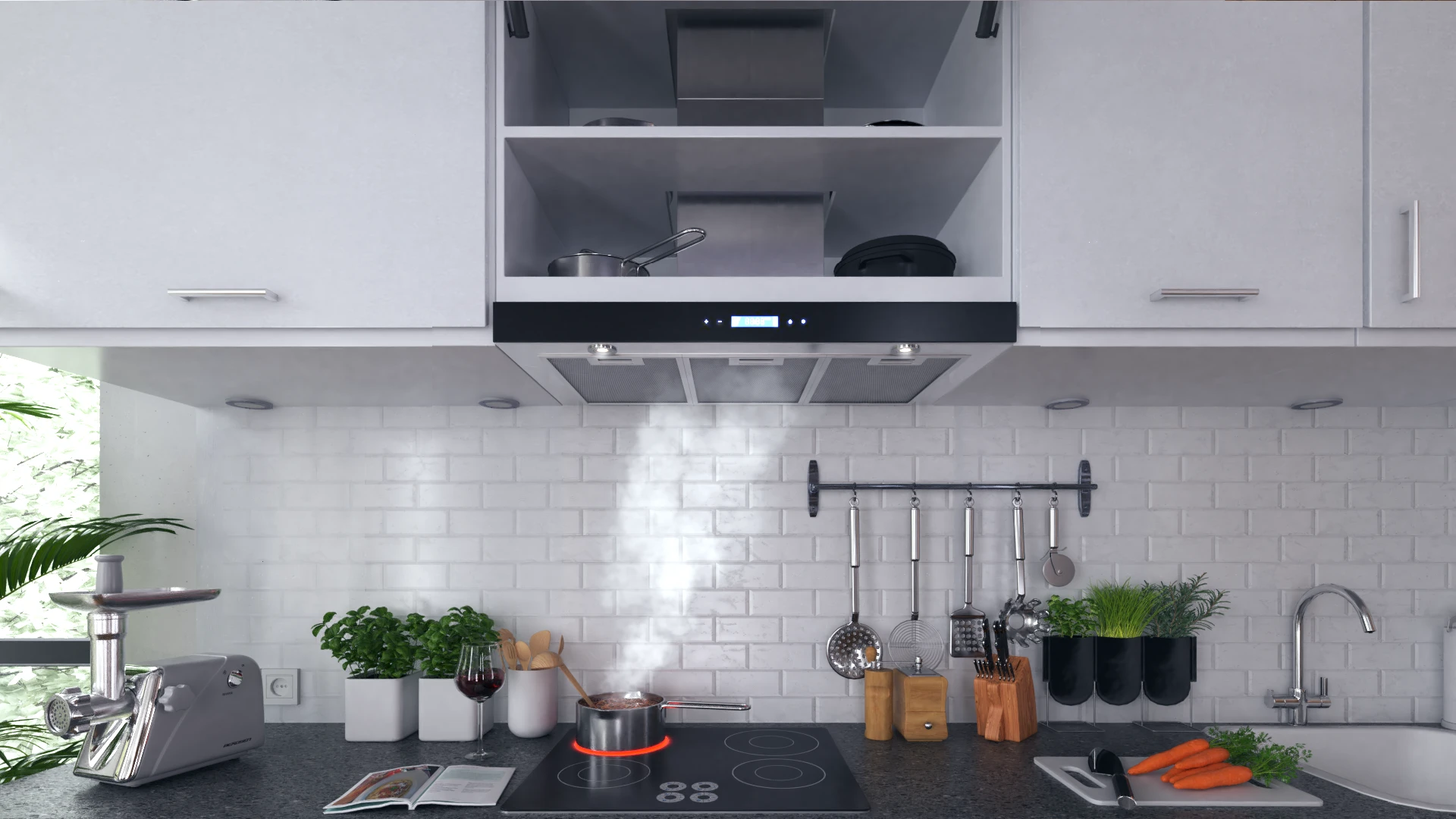 Камінна Кухонна Витяжка Berdsen BN-KE3 INOX + Скло з LED-Підсвіткою та Трирежимним Очищенням - Зображення 3