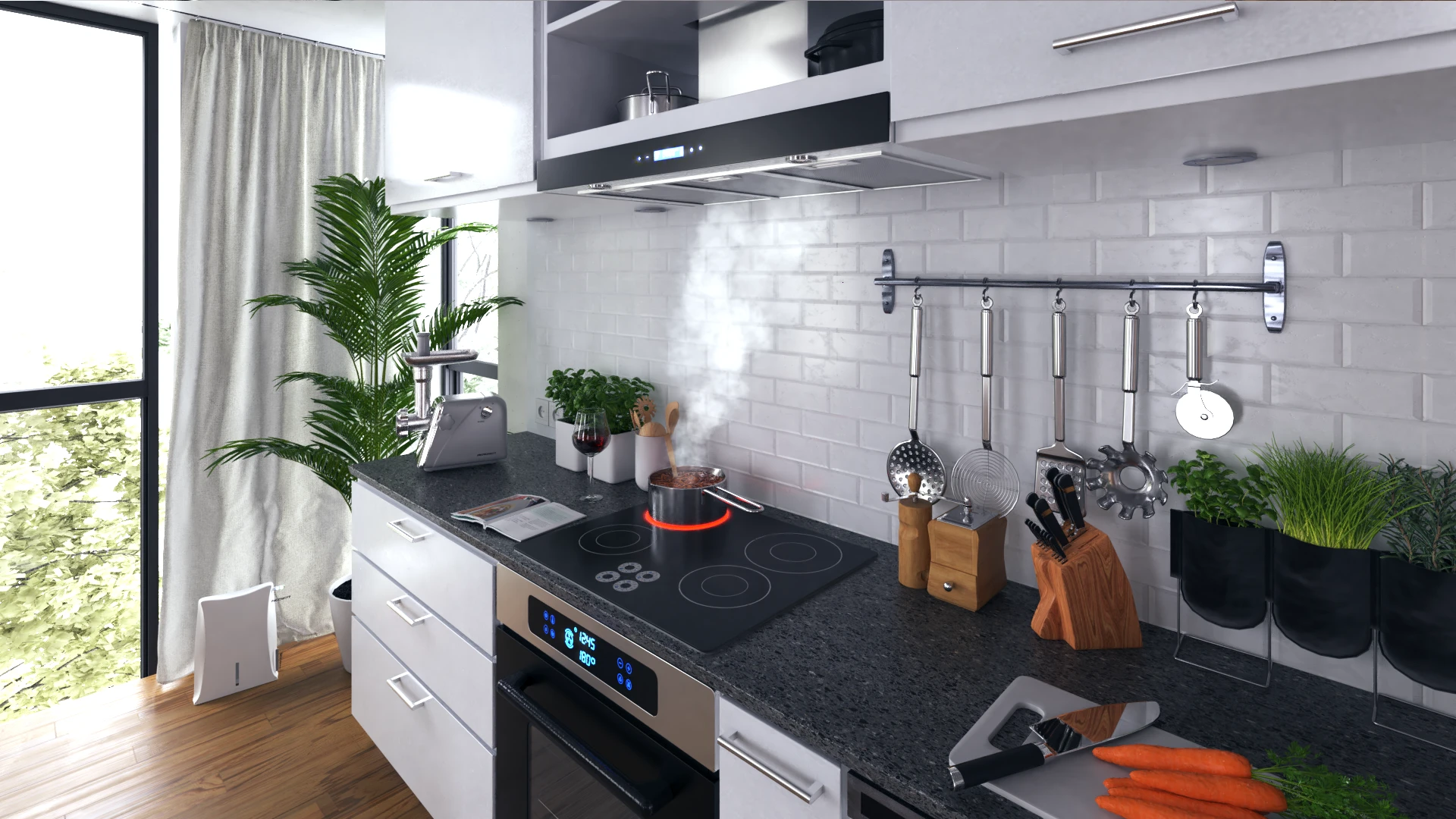 Камінна Кухонна Витяжка Berdsen BN-KE3 INOX + Скло з LED-Підсвіткою та Трирежимним Очищенням - Зображення 5