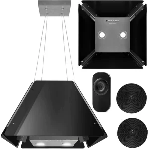 Витяжка Скляна Підвісна Berdsen BT-222 60 см Чорна з Елегантним Дизайном та Простим Монтажем