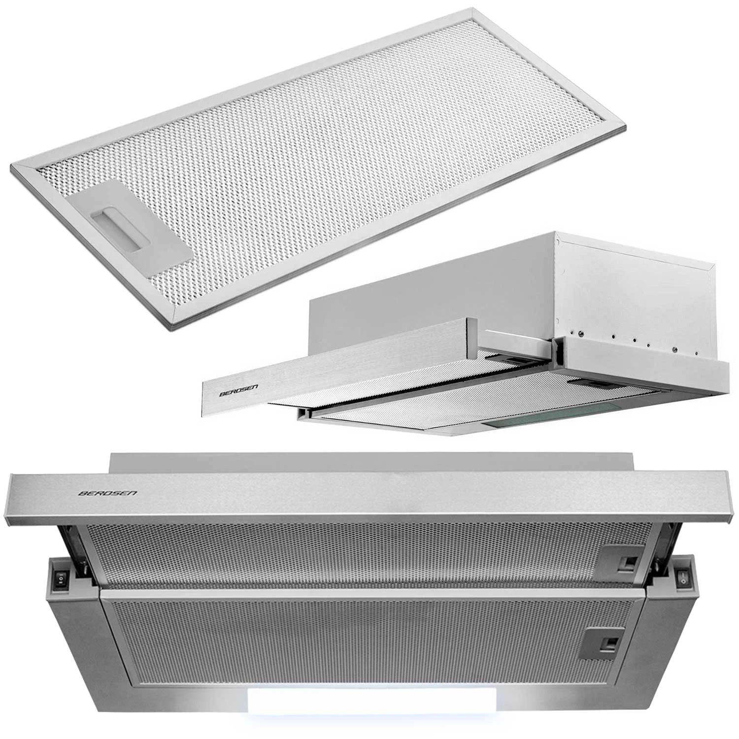Витяжка Телескопічна Berdsen BE-60-LW 60 см INOX з Висувною Панеллю та LED-Підсвіткою