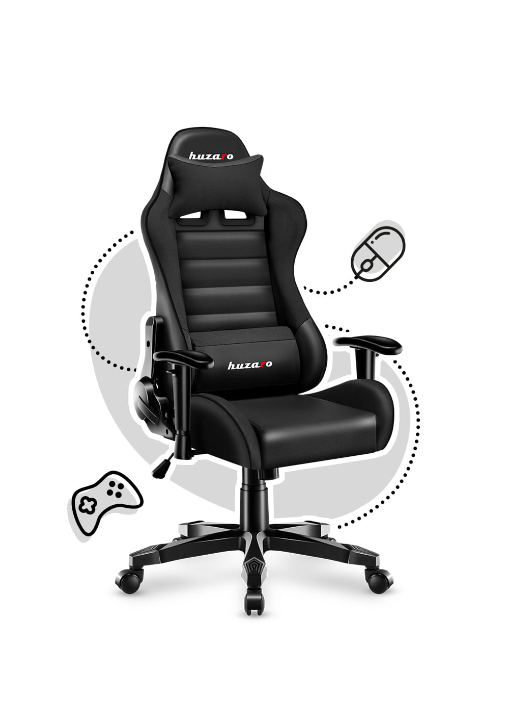 Дитяче Геймерське Крісло Huzaro Ranger 6.0 Black для Юних Гравців з Максимальним Комфортом