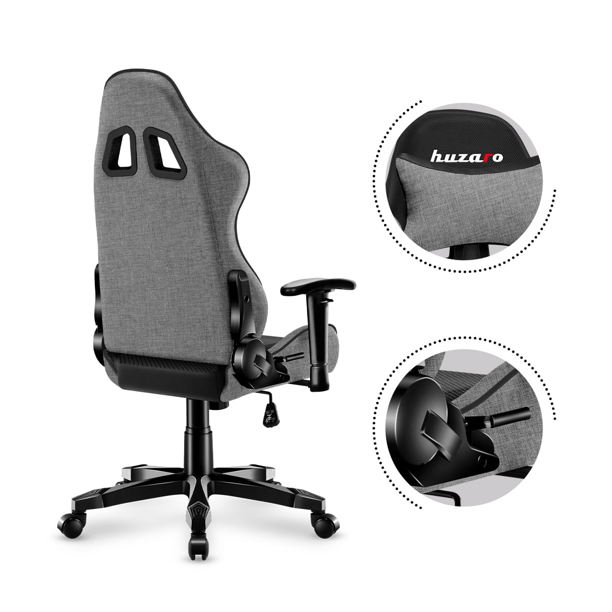 Дитяче Ігрове Крісло Huzaro Ranger 6.0 Grey Mesh для Юних Геймерів з Дихаючою Сіткою - Зображення 9