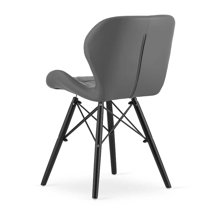 Крісло MUFART ELVA 3746 Сіра Екошкіра на Чорних Ніжках для Сучасного Інтер’єру - Зображення 4