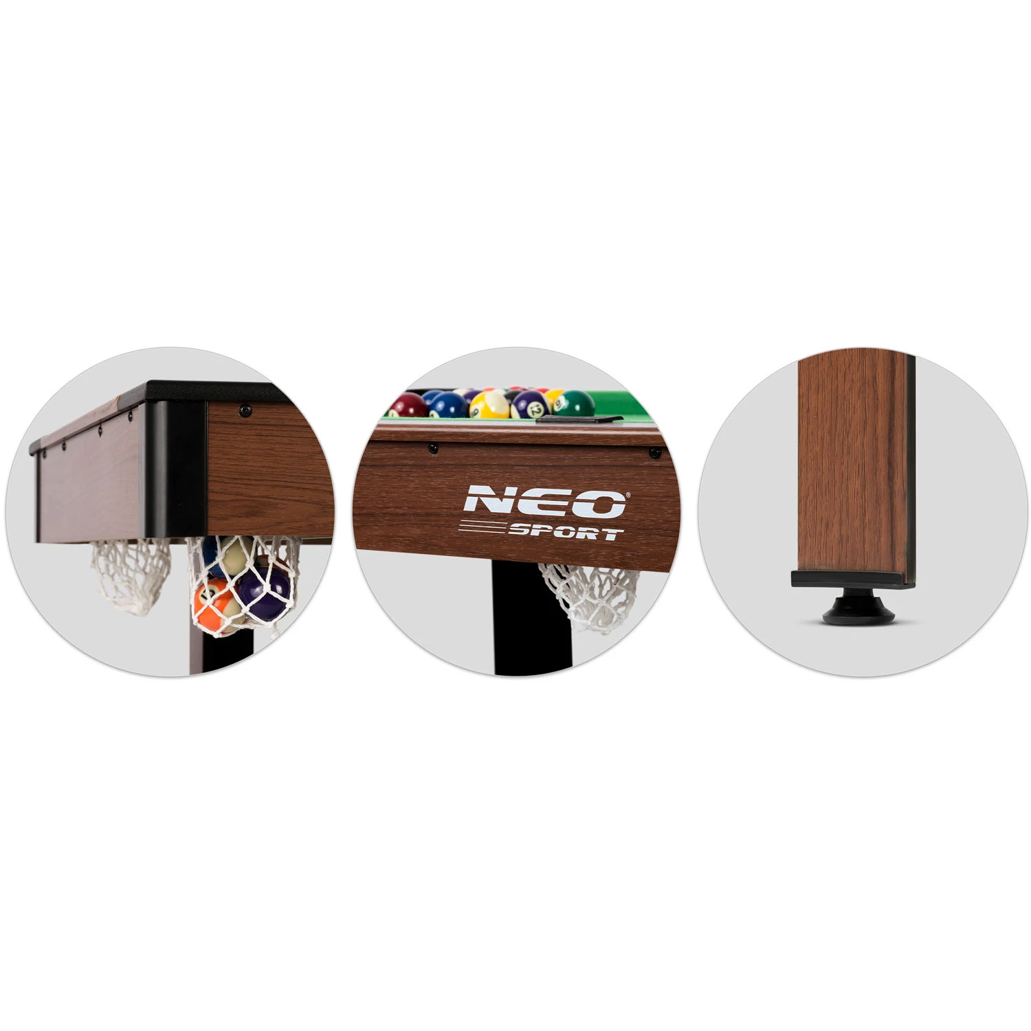 Професійний Більярдний Стіл Neo-Sport NS-807 122x61x76 см Темно-Коричневий із Комплектом Аксесуарів - Зображення 7