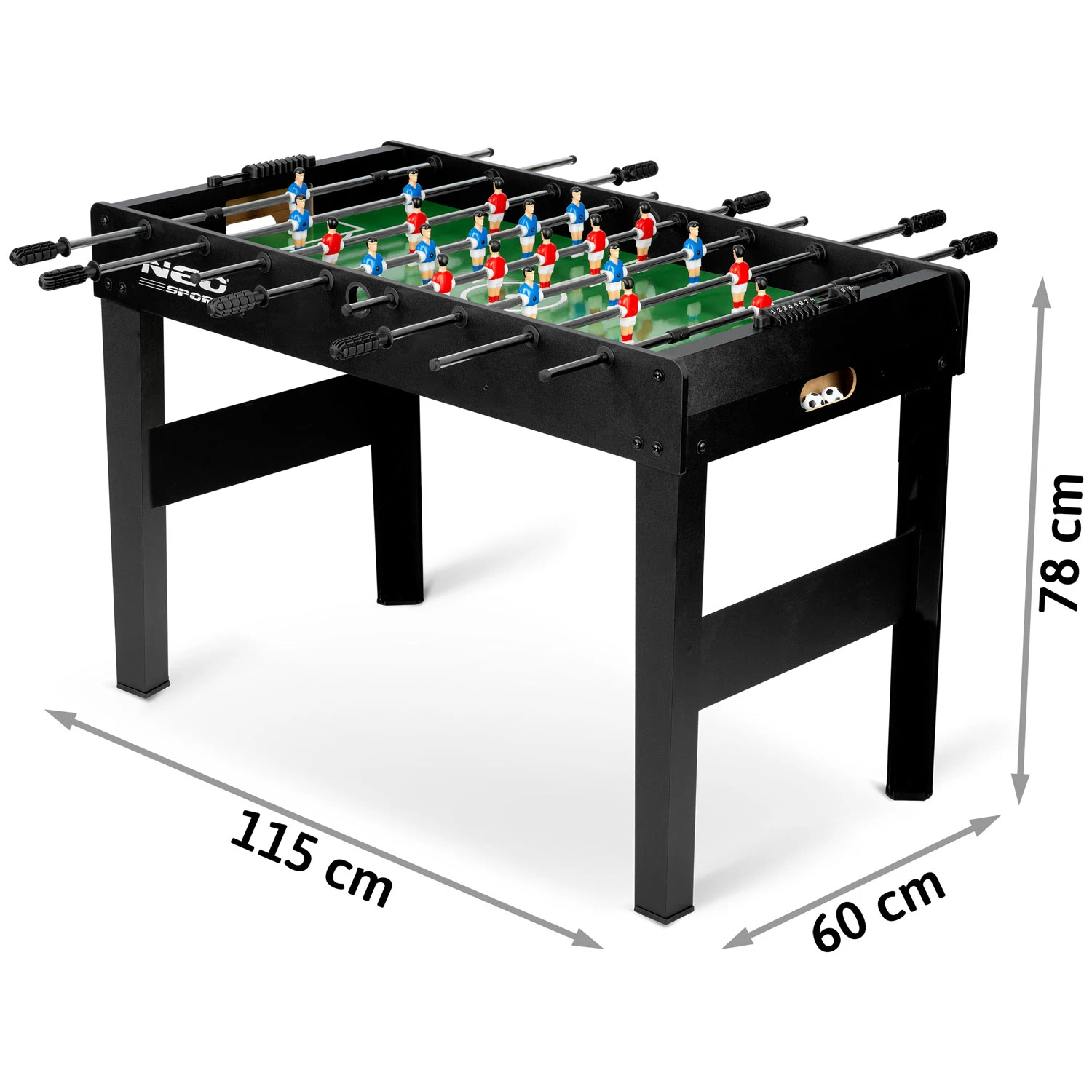 Стильний Настільний Футбол Neo-Sport NS-805 118x61x79 см Чорний для Сімейних Турнірів - Зображення 2