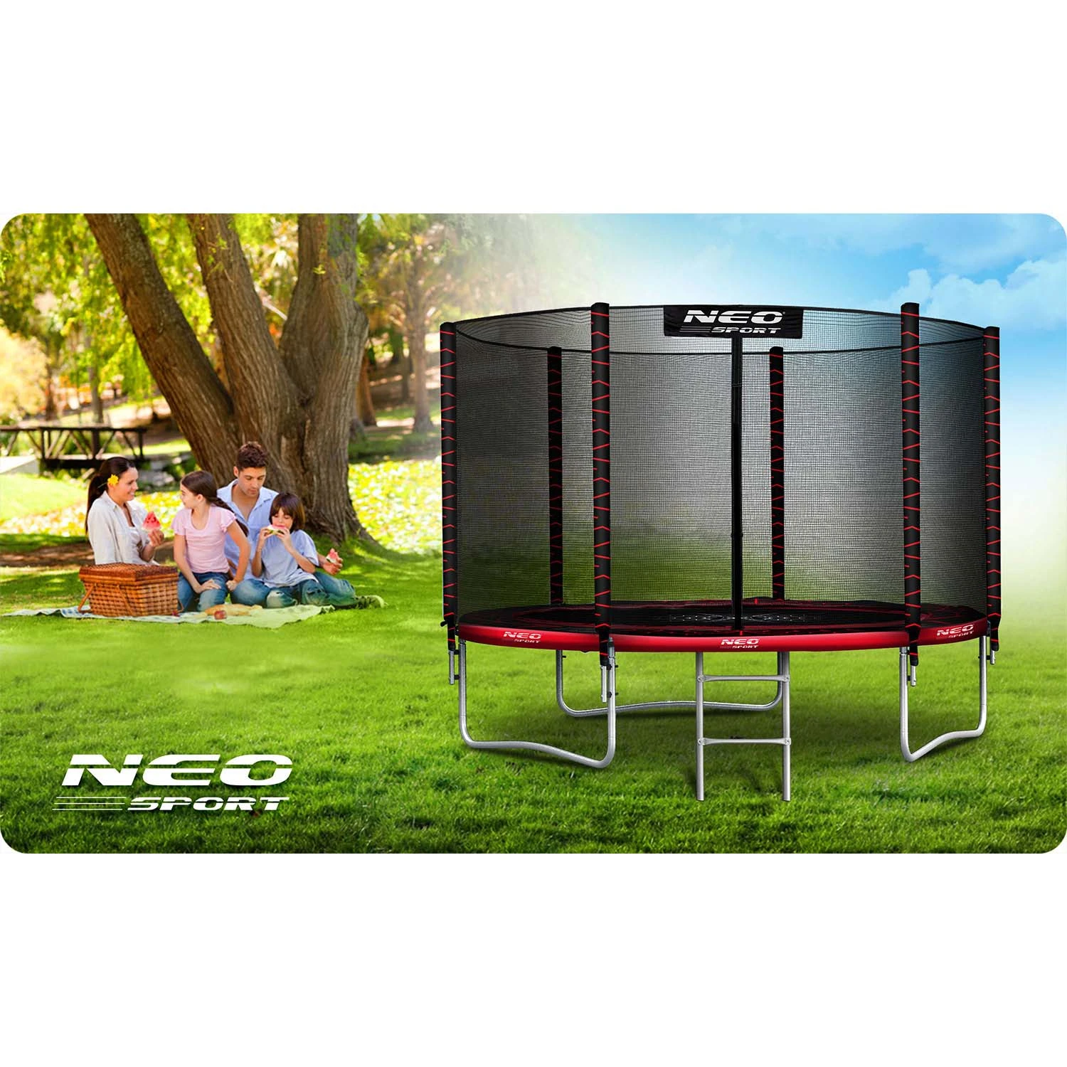 Neo-Sport 10 FT OUT (312 см) — Батут із Зовнішньою Сіткою та Драбиною для Вільного Простору - Зображення 7