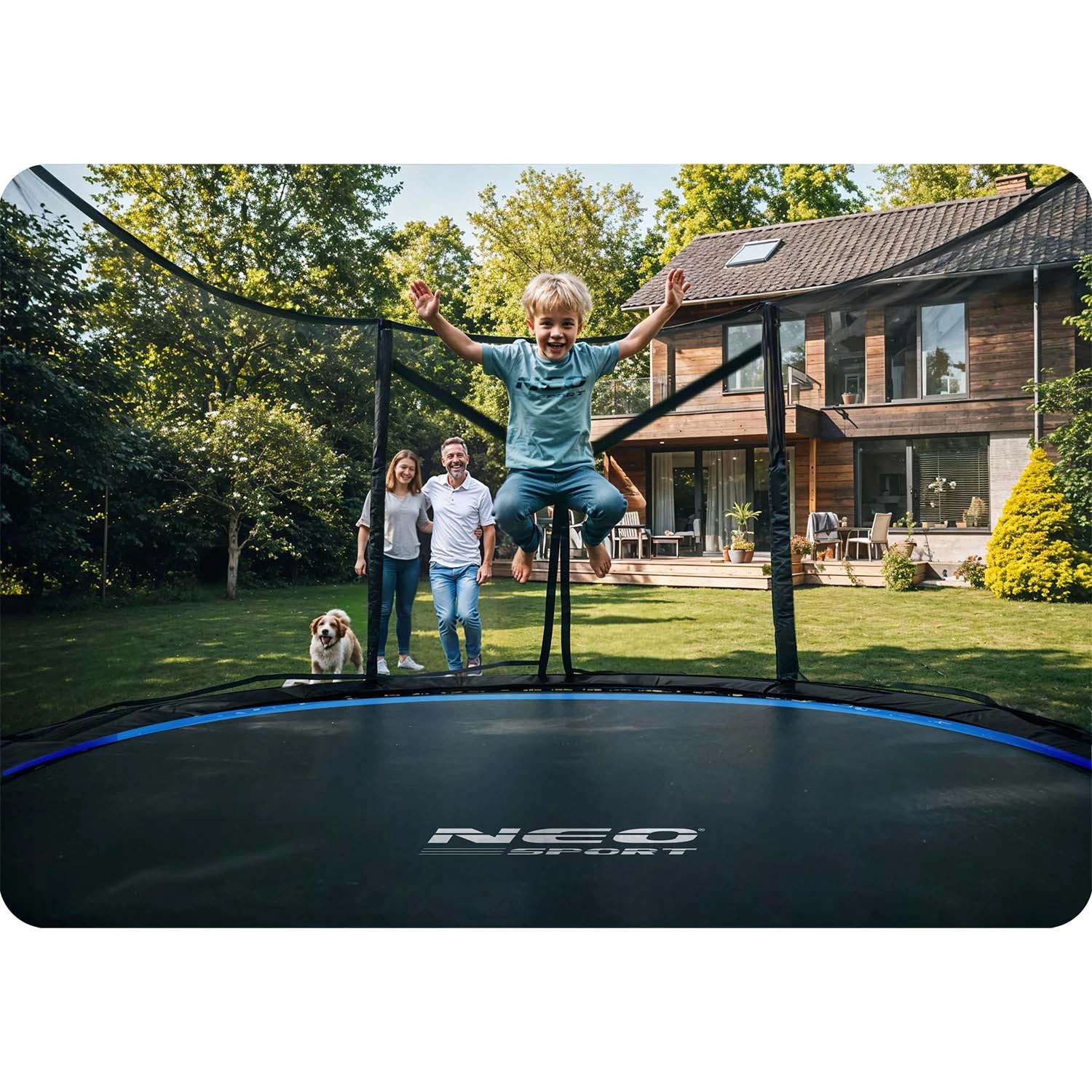 Neo-Sport 12 FT Просторий (374 см) — Садовий Батут з Драбиною та Зовнішньою Сіткою для Родинного Дозвілля - Зображення 6