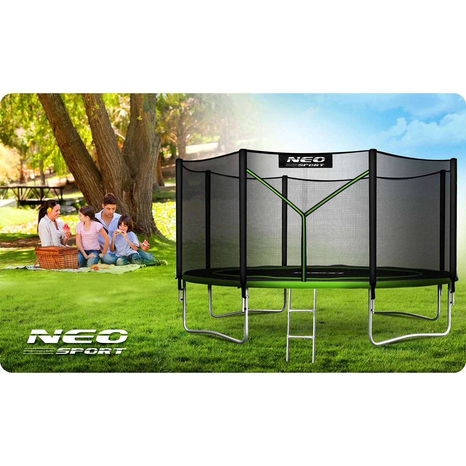 Neo-Sport 12 FT (374 см) — Надійний та Зручний Батут із Зовнішньою Сіткою для Дітей та Дорослих - Зображення 7