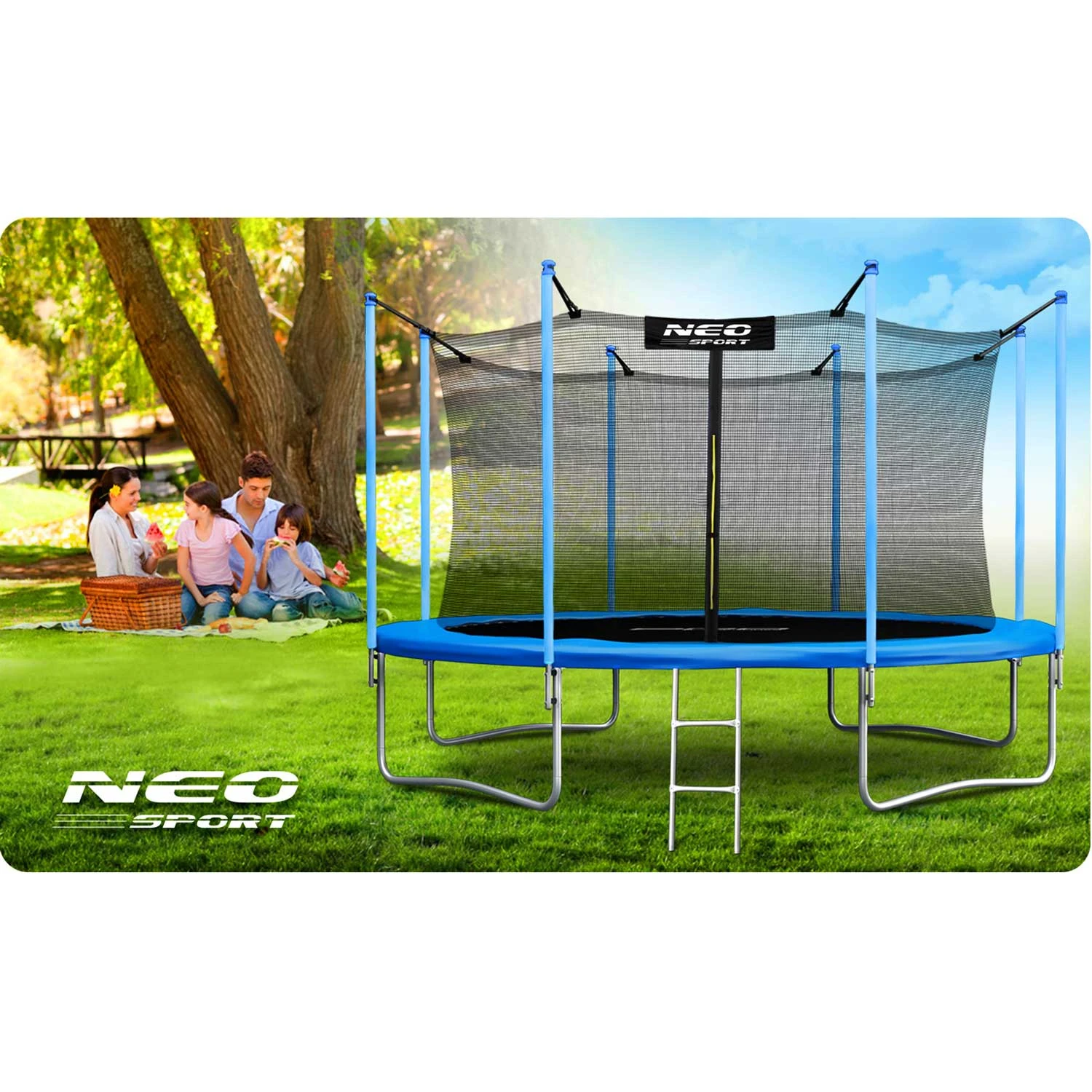 Neo-Sport 14 FT IN (435 см) — Батут з Внутрішньою Сіткою та Драбиною для Великої Родини - Зображення 6