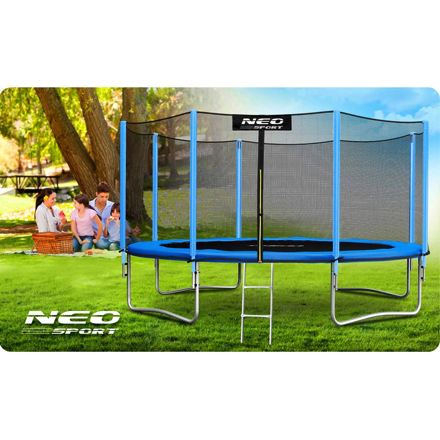 Neo-Sport 14 FT (435 см) — Великий Батут із Зовнішньою Сіткою та Драбиною для Сімейного Відпочинку - Зображення 2