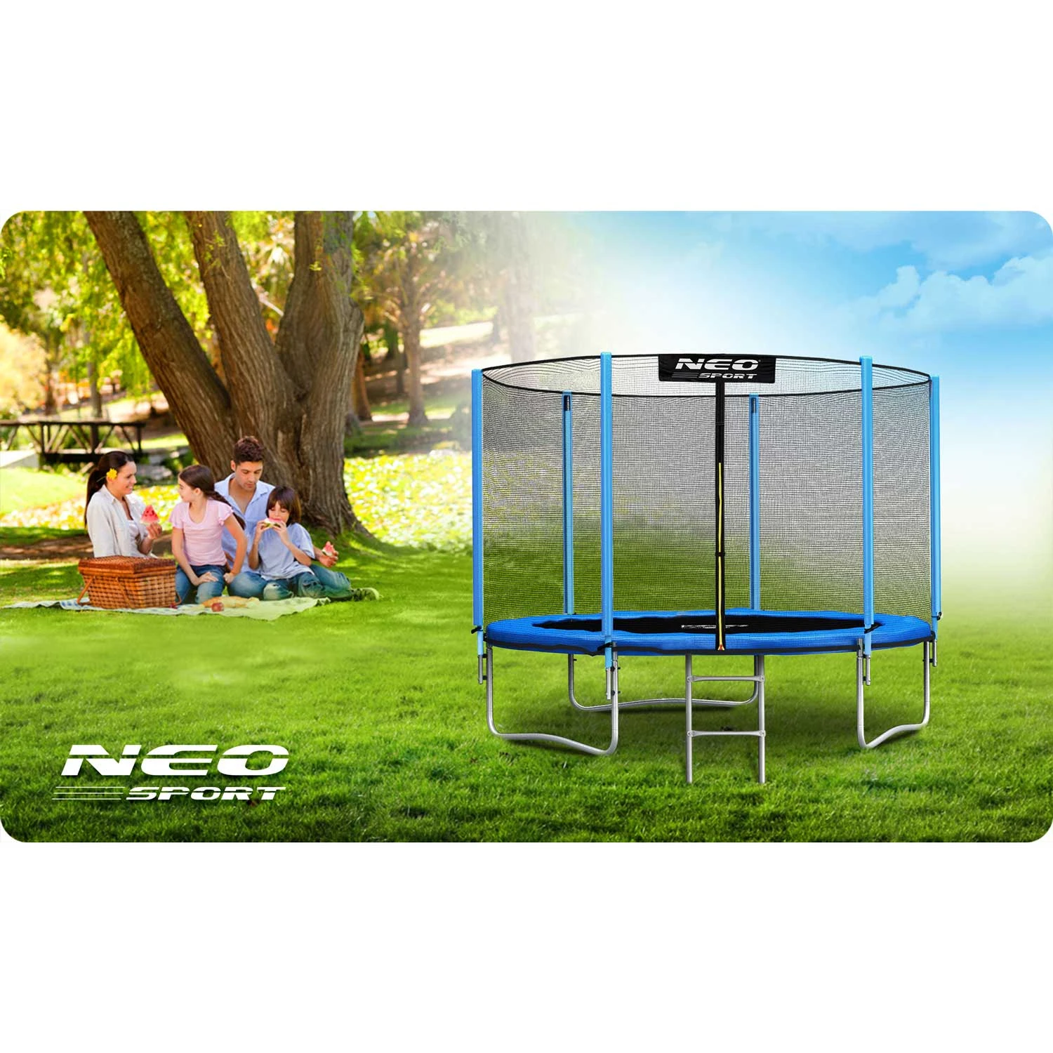 Neo-Sport 6 FT OUT (183 см) — Садовий Батут із Зовнішньою Сіткою та Драбиною для Щоденних Дитячих Ігор - Зображення 6
