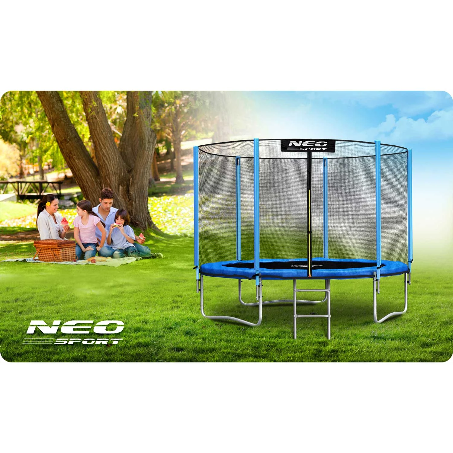 Neo-Sport 8 FT (252 см) — Садовий Батут із Зовнішньою Сіткою та Драбиною для Комфортного Відпочинку - Зображення 6