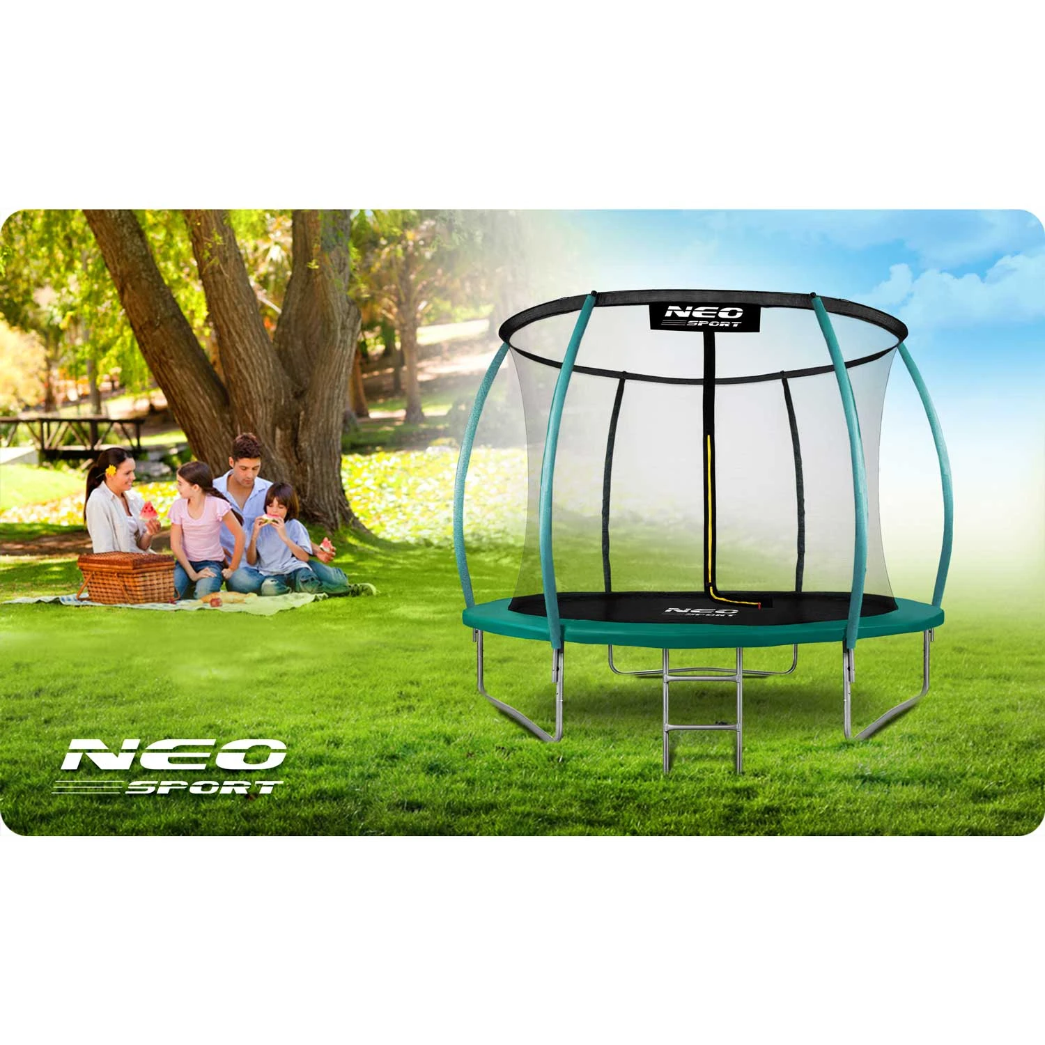 Neo-Sport 8 FT Профільований (252 см) — Батут з Внутрішньою Сіткою для Безпечних Домашніх Розваг - Зображення 5