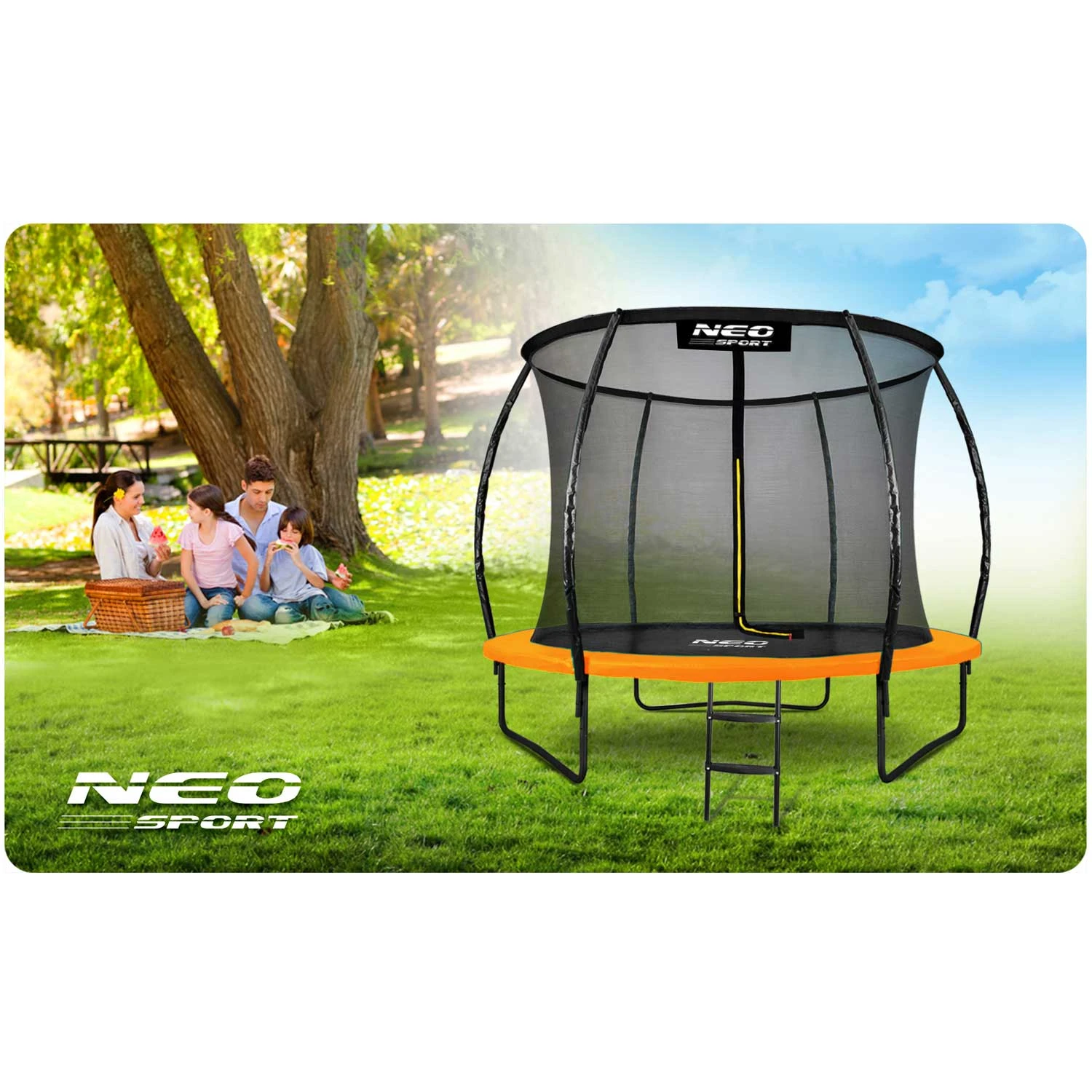 Neo-Sport 8 FT IN (252 см) — Батут з Машиною для Бульбашок та Внутрішньою Сіткою для Яскравих Розваг - Зображення 10