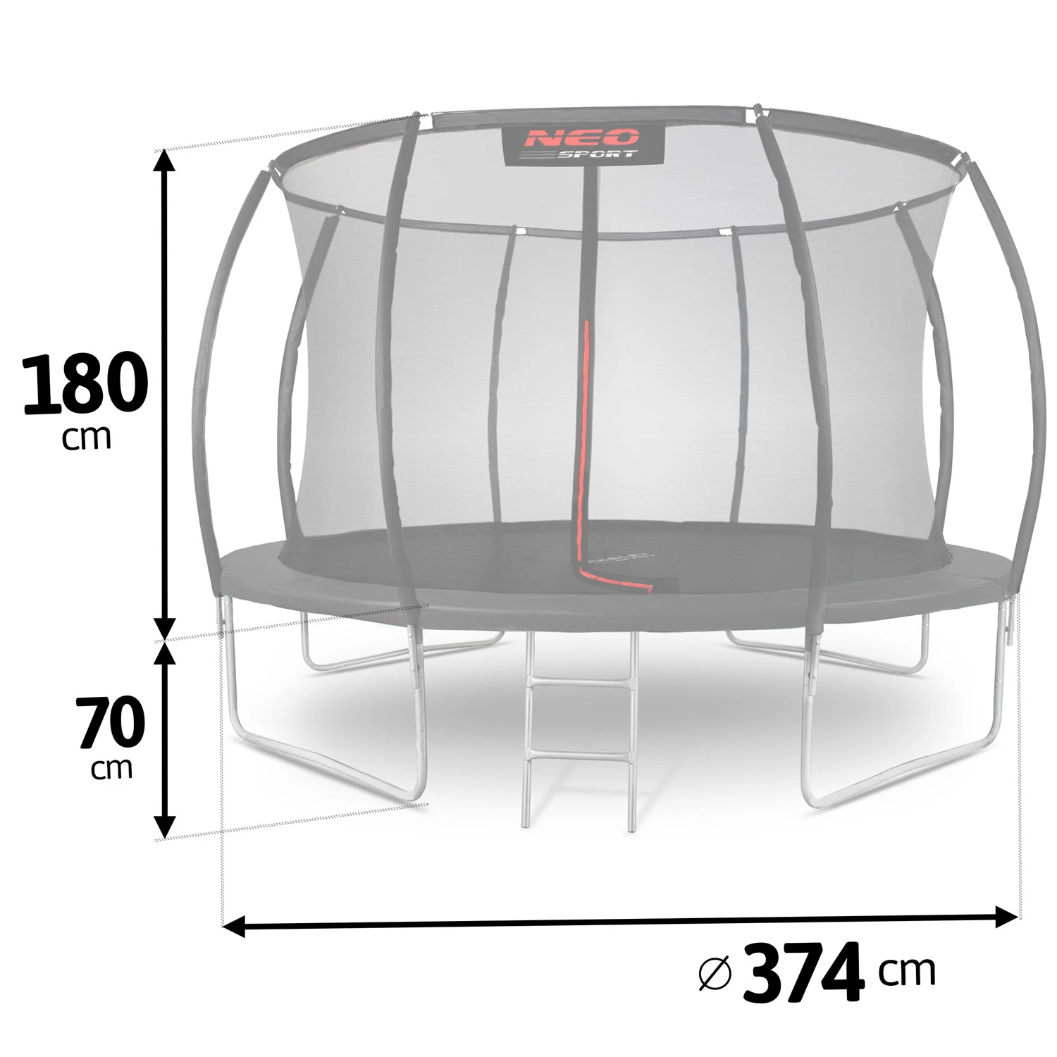 Neo-Sport 12 FT Профільований IN (374 см) — Надійний Батут з Внутрішньою Сіткою для Активних Стрибків - Зображення 4