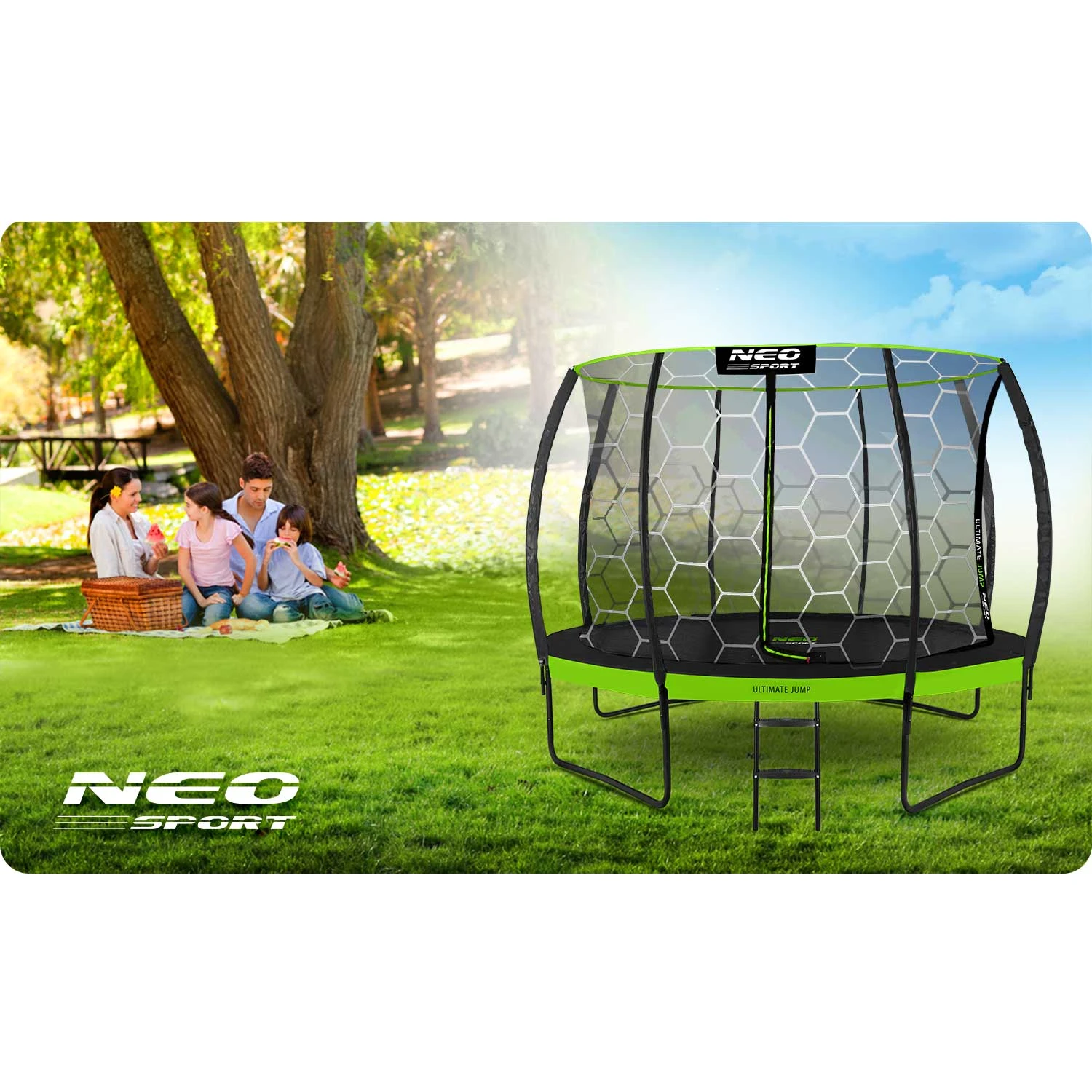 Neo-Sport 10 FT Профільований (312 см) — Безпечний Садовий Батут з Внутрішньою Сіткою для Щоденних Стрибків - Зображення 6