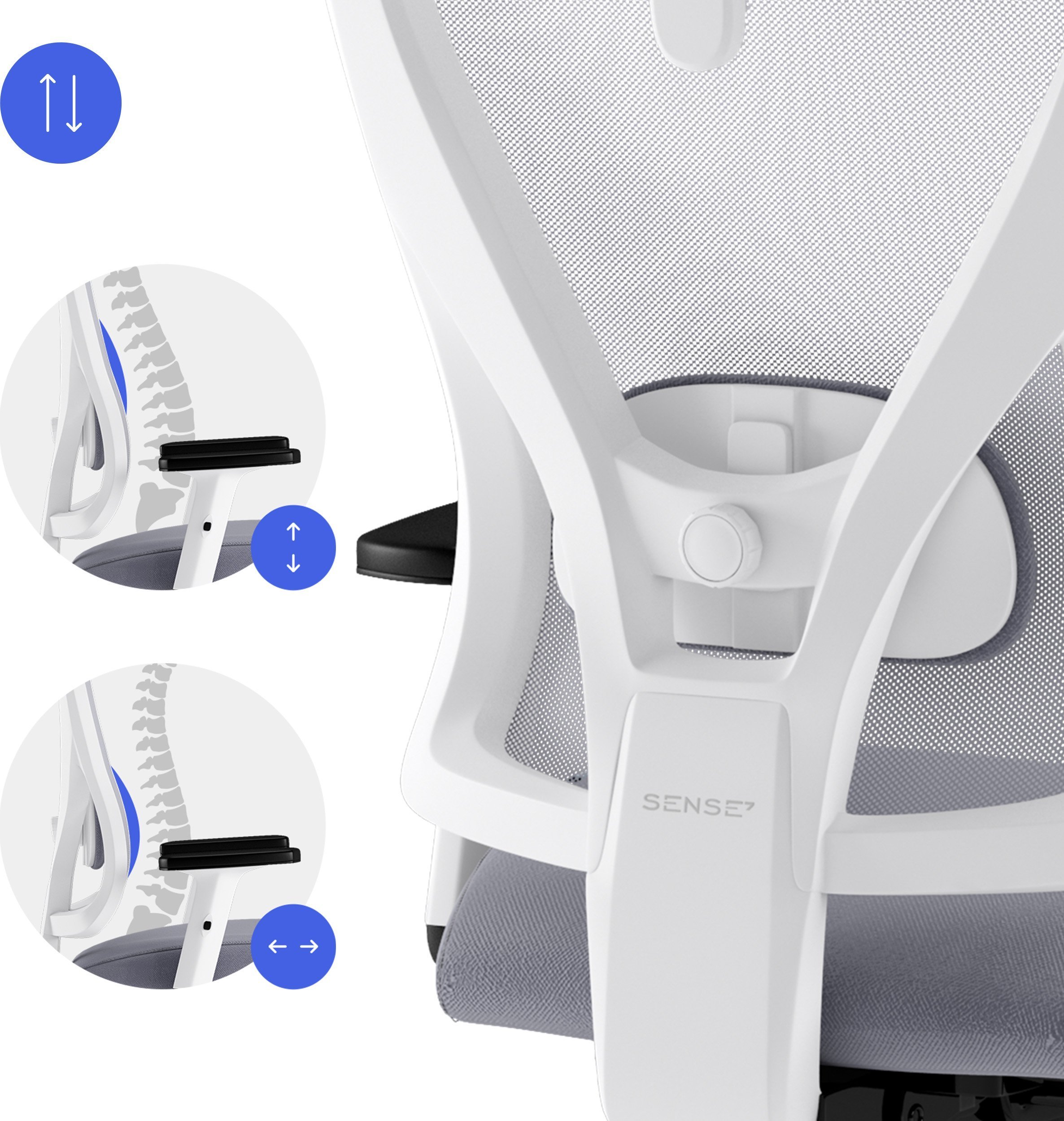 Офісний Стілець SENSE7 Tone Біло-Сірий — Комфорт і Стиль для Продуктивного Робочого Дня - Зображення 2