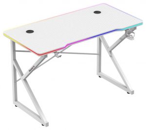 Ігровий Стіл Huzaro Hero 1.7 RGB Білий — Ергономіка та Підсвітка для Роботи і Геймінгу
