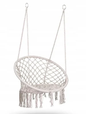 Підвісне Крісло Бохо Крем 80 см — Зручна Модель з Мотузками Довжиною 100 см