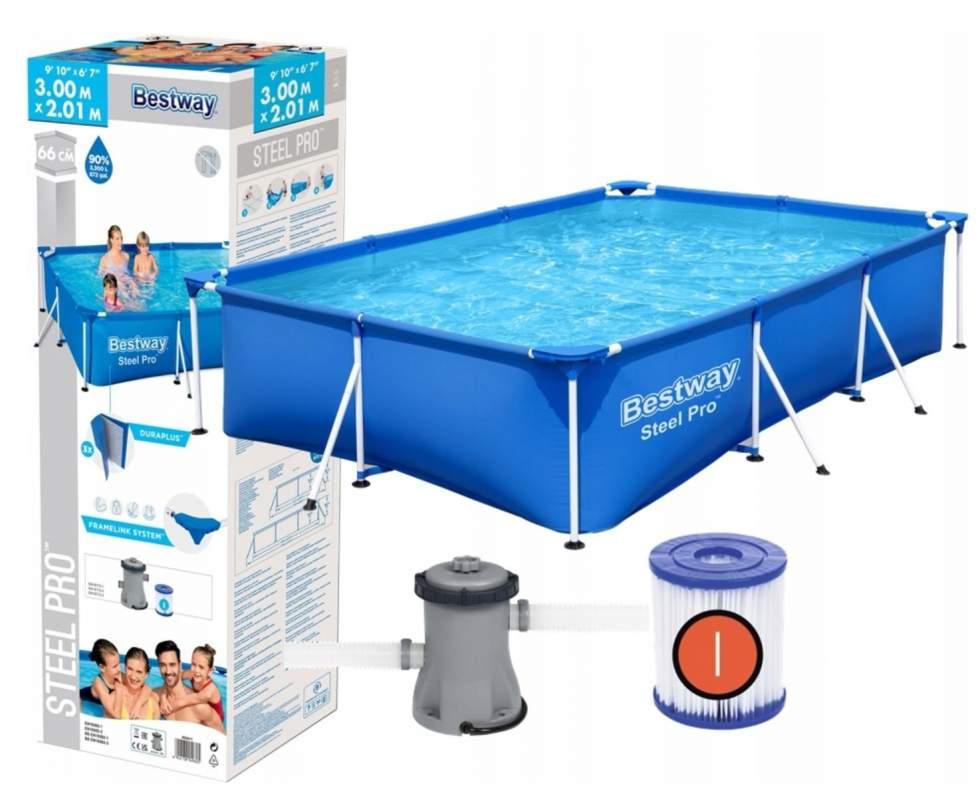 Садовий Басейн Каркасний Bestway 56411 — Прямокутний Формат 300×201×66 см для Теплих Днів - Зображення 3