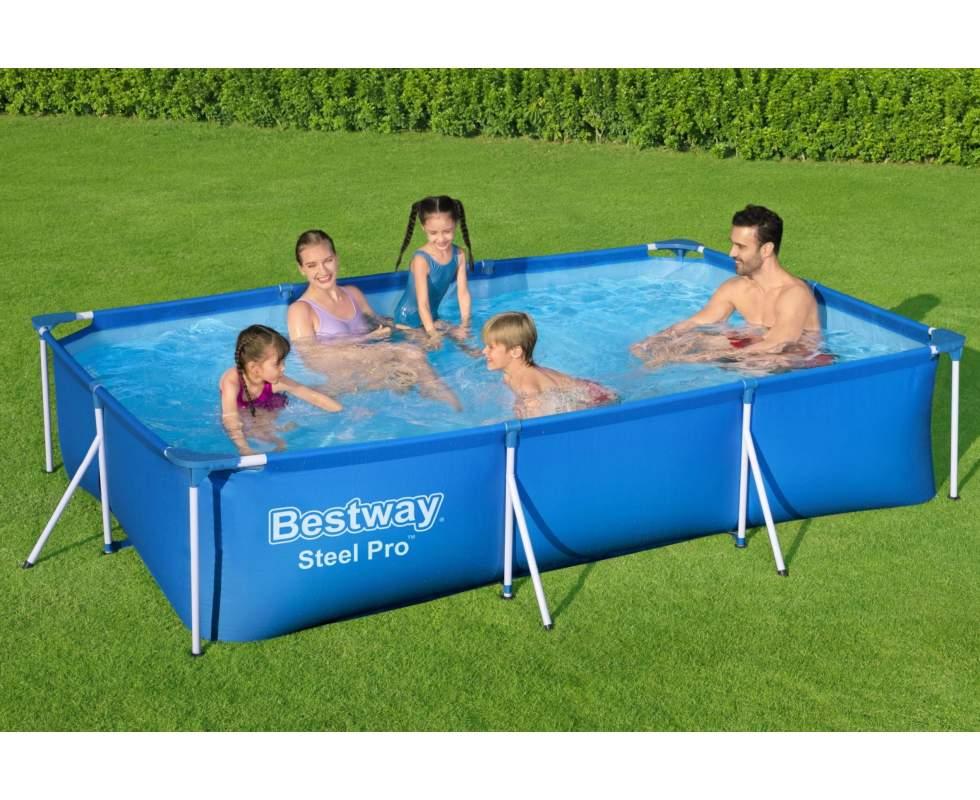 Садовий Басейн Каркасний Bestway 56411 — Прямокутний Формат 300×201×66 см для Теплих Днів