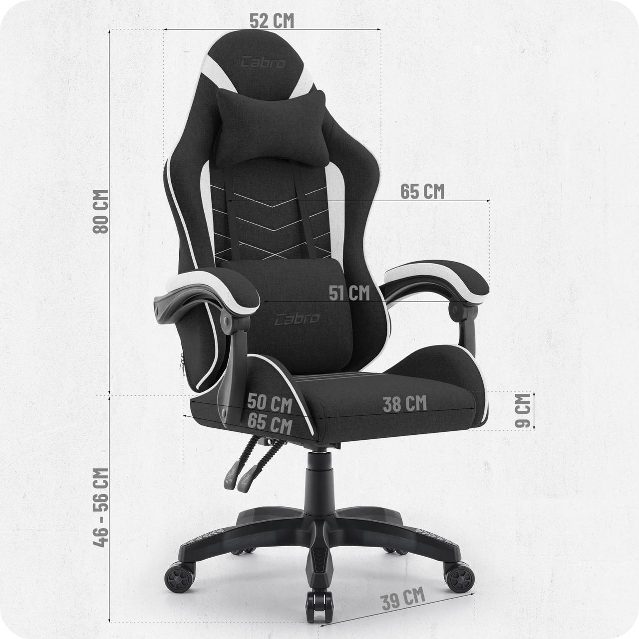 Ігрове Крісло Cabro C500 Fabric Чорно-Біле Стильний Комфорт для Геймерів - Зображення 10