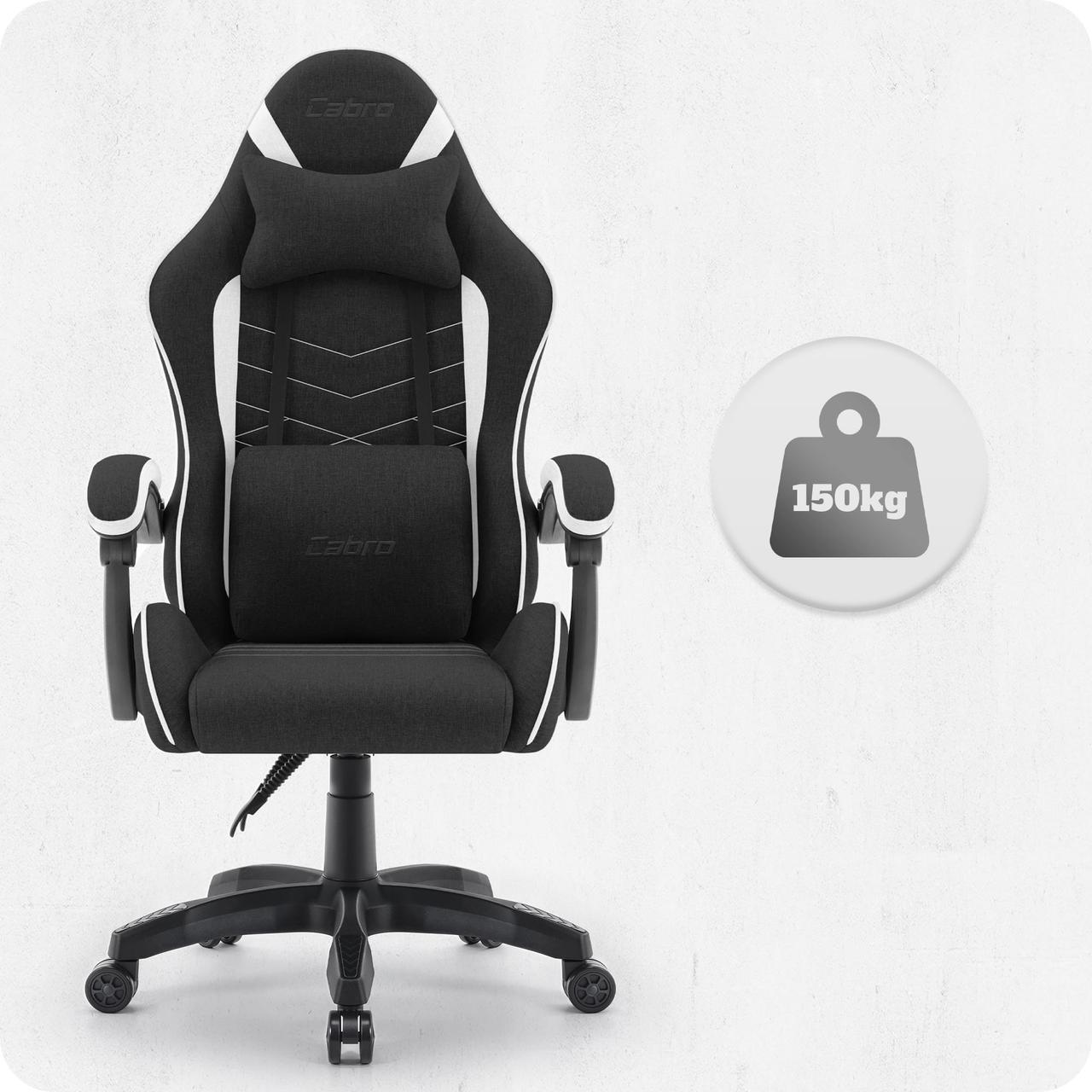 Ігрове Крісло Cabro C500 Fabric Чорно-Біле Стильний Комфорт для Геймерів - Зображення 6