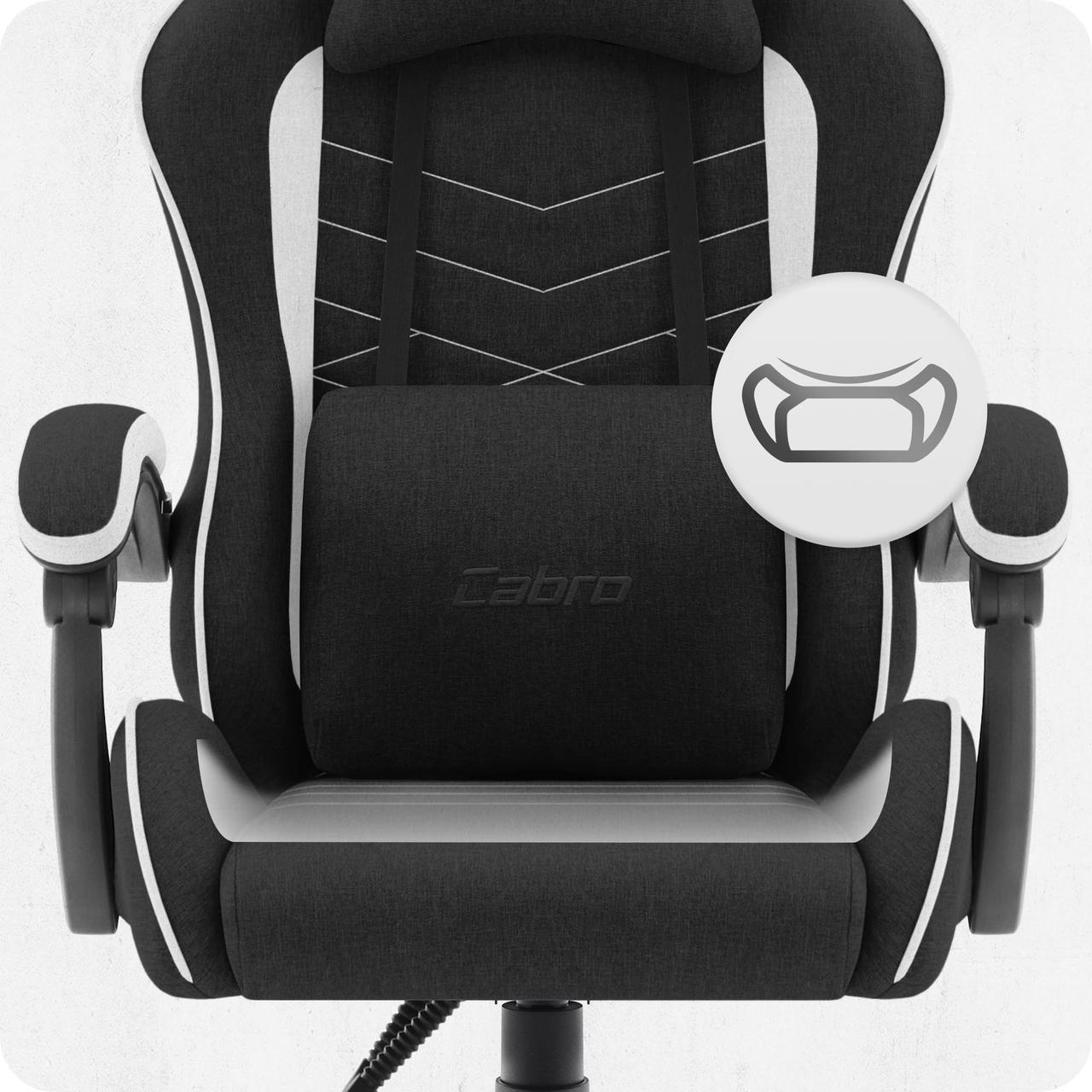 Ігрове Крісло Cabro C500 Fabric Чорно-Біле Стильний Комфорт для Геймерів - Зображення 5