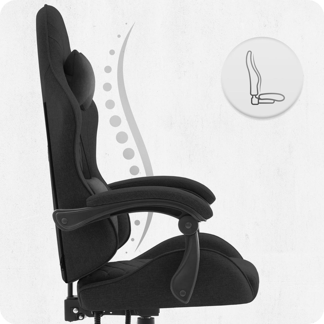 Геймерське Крісло Cabro C500 Black Fabric Чорне Ергономічний Дизайн для Ігор - Зображення 8