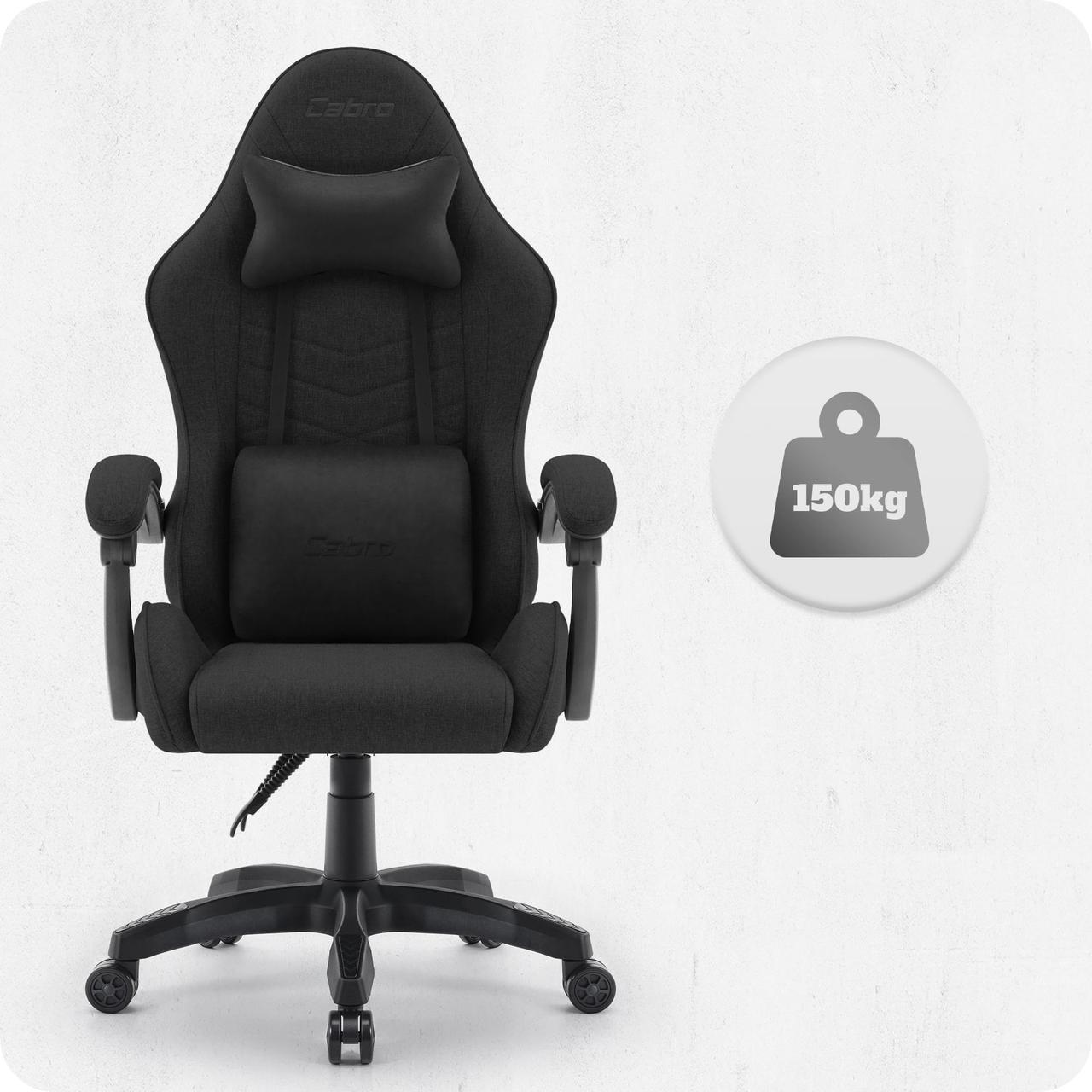Геймерське Крісло Cabro C500 Black Fabric Чорне Ергономічний Дизайн для Ігор - Зображення 6