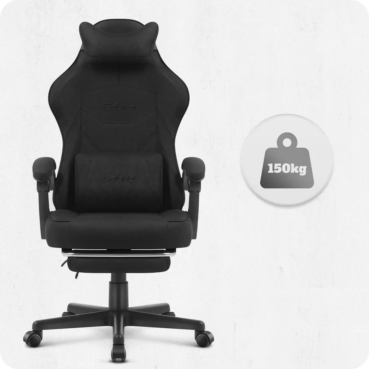 Геймерське Крісло Cabro C502 Black Fabric Чорне Максимальний Комфорт для Геймерів - Зображення 6