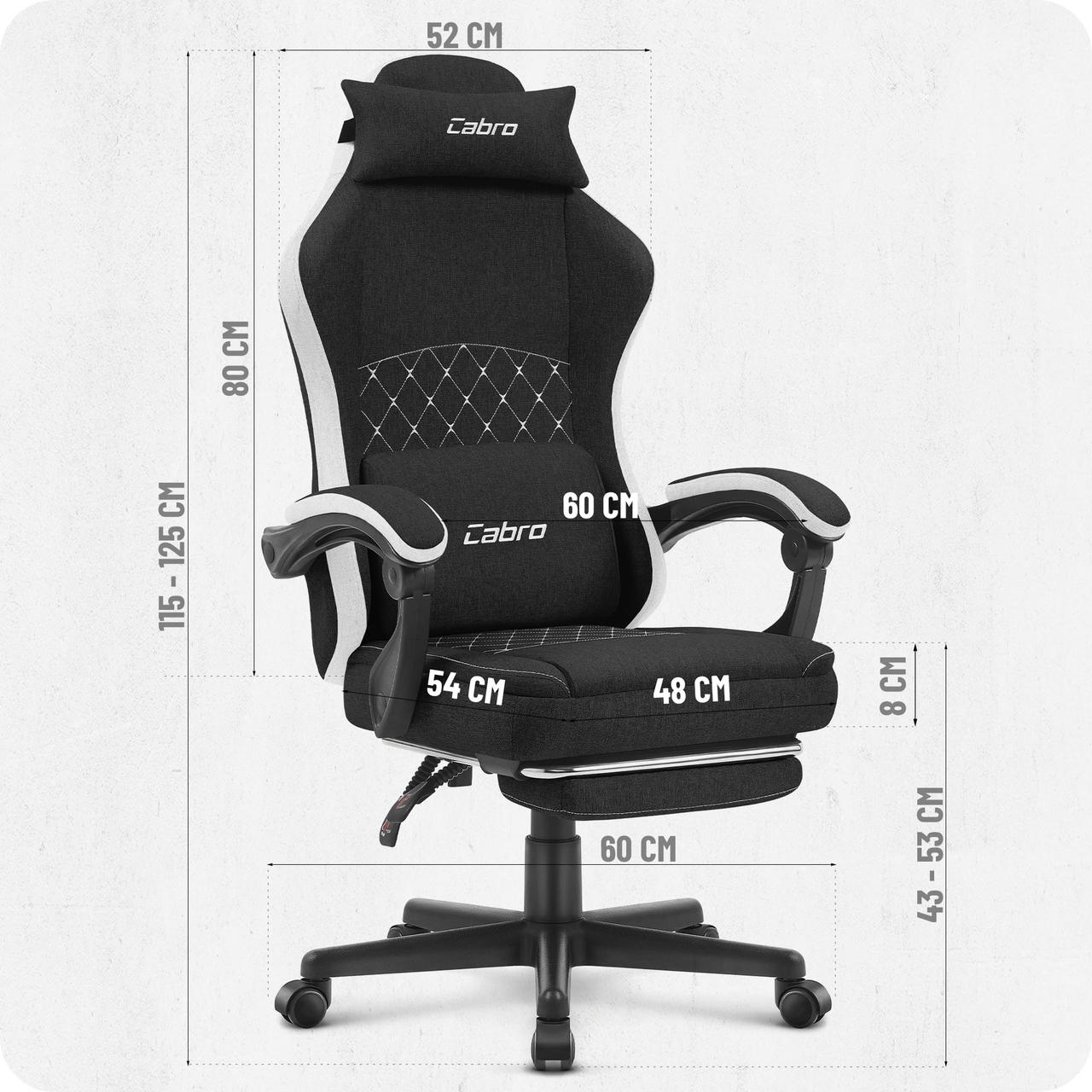 Ігрове Крісло Cabro C503 Black-White Чорно-Біле Елегантність та Зручність - Зображення 10
