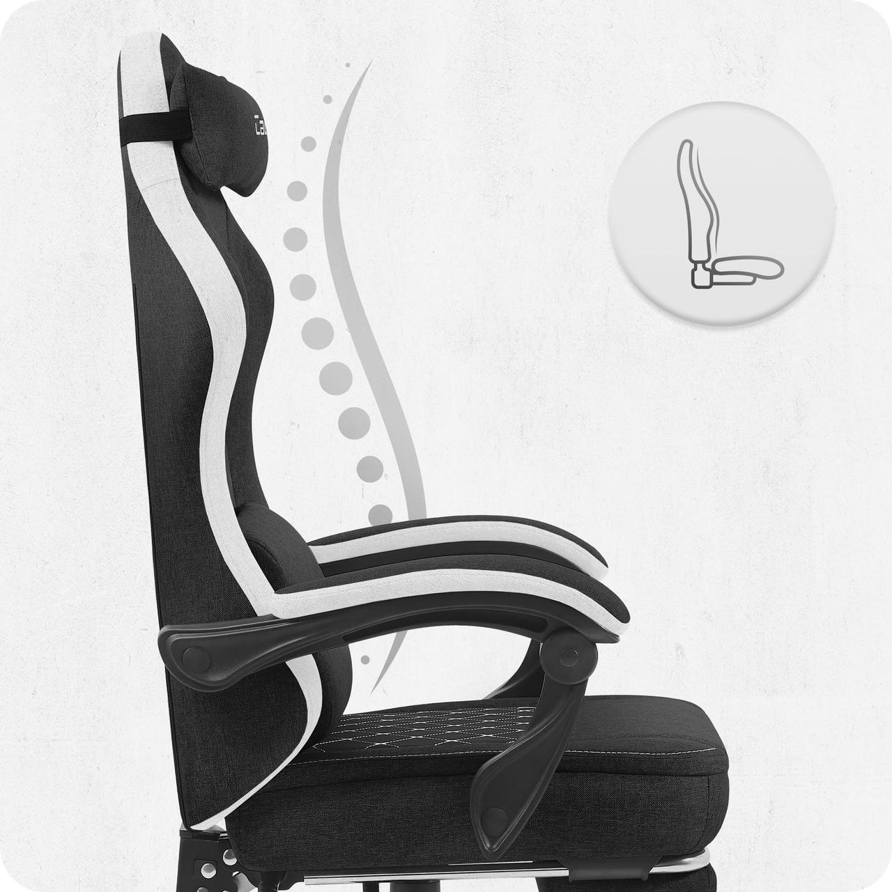 Ігрове Крісло Cabro C503 Black-White Чорно-Біле Елегантність та Зручність - Зображення 6