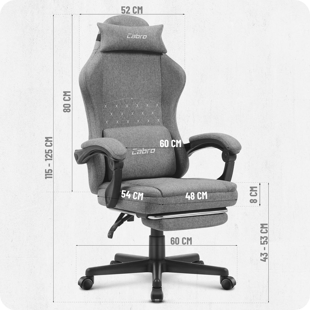 Ігрове Крісло Cabro C503 Fabric Сіре Елегантний Комфорт для Геймерів - Зображення 6